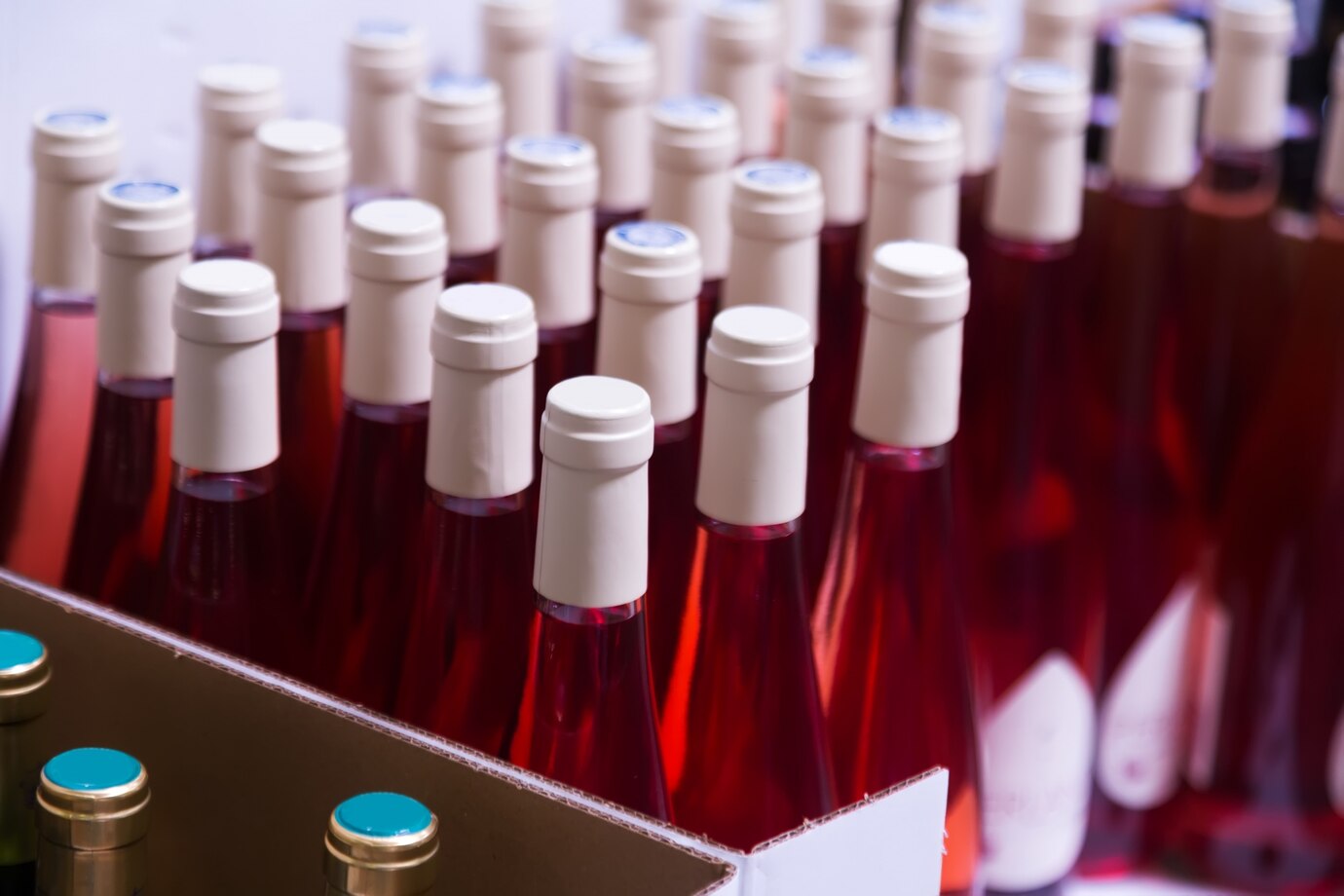 wine bottles closeup