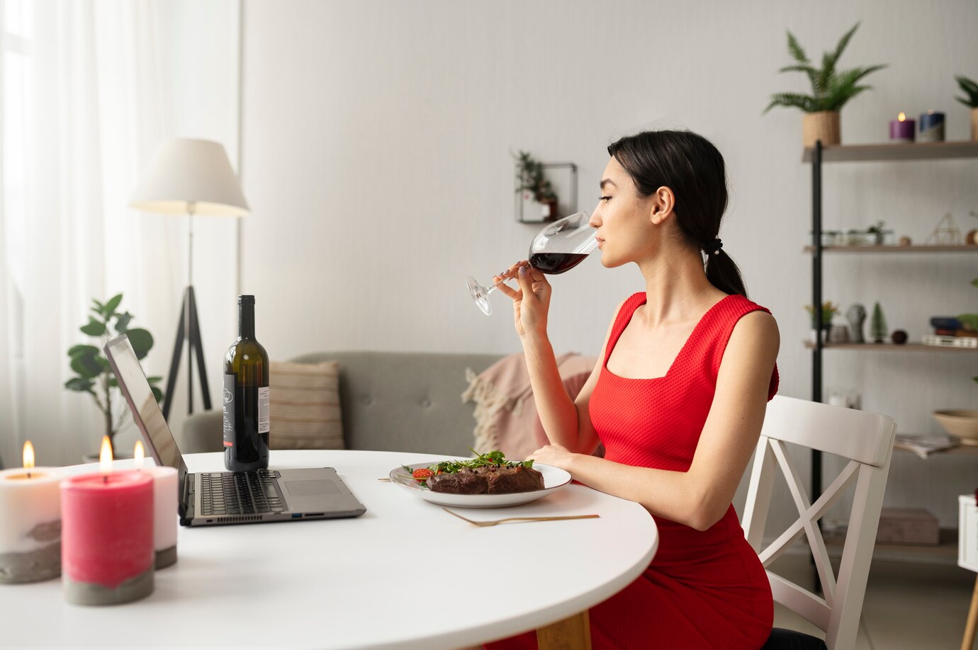 woman enjoying wine