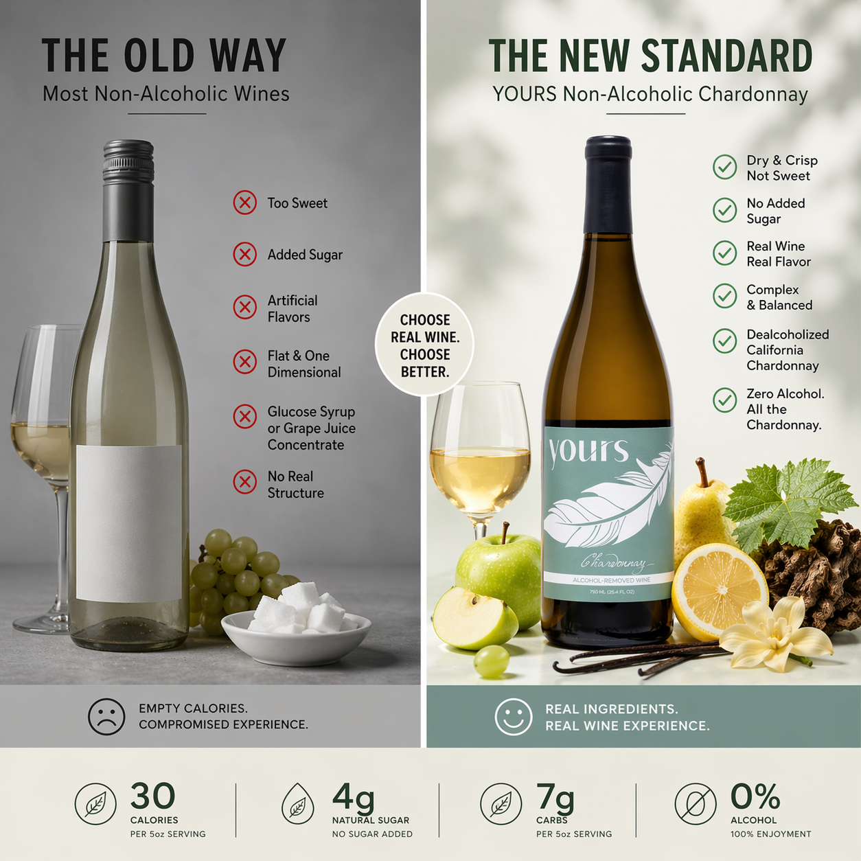 YOURS Non-Alcoholic Wine California Chardonnay