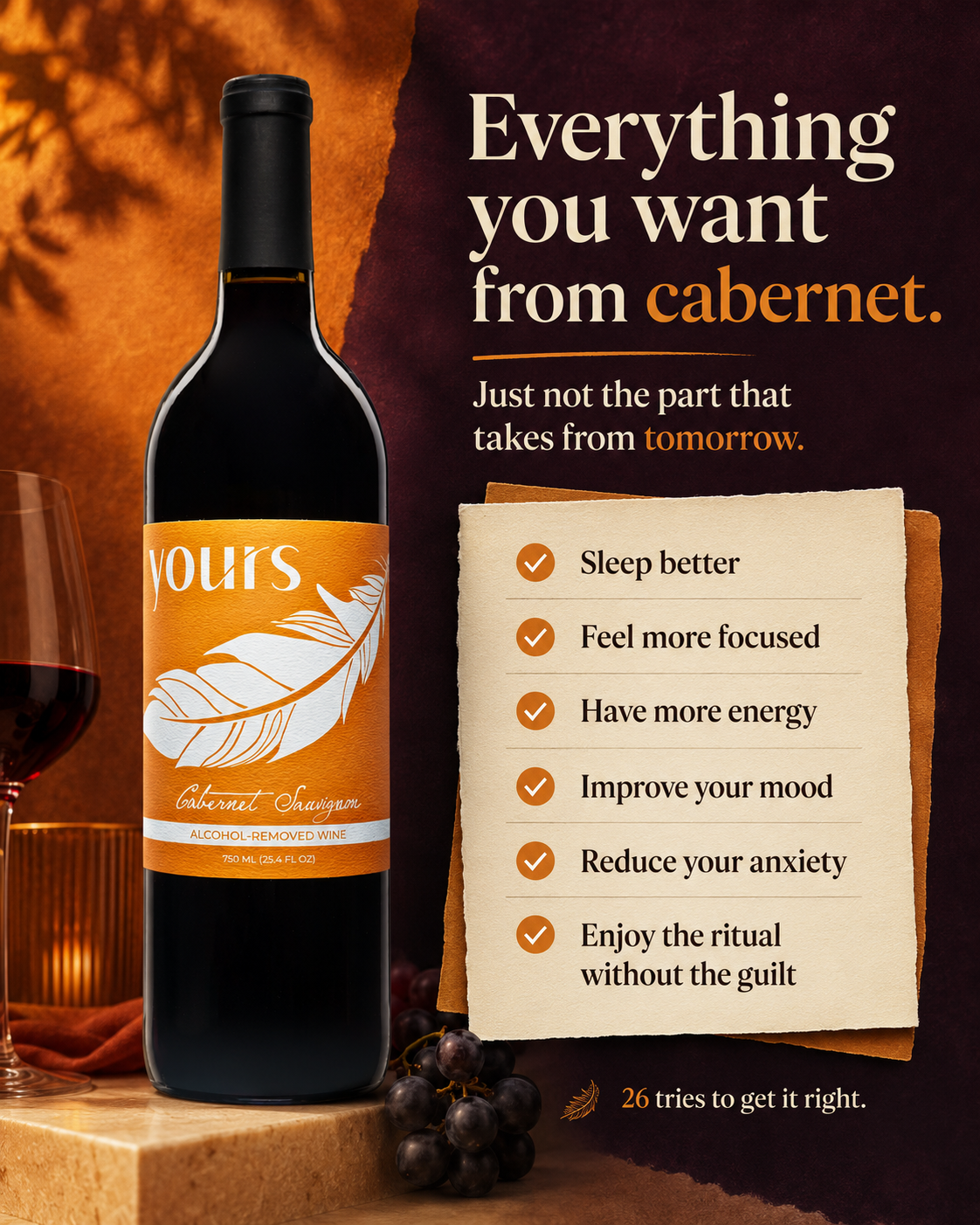 YOURS Non-Alcoholic Wine California Cabernet Sauvignon