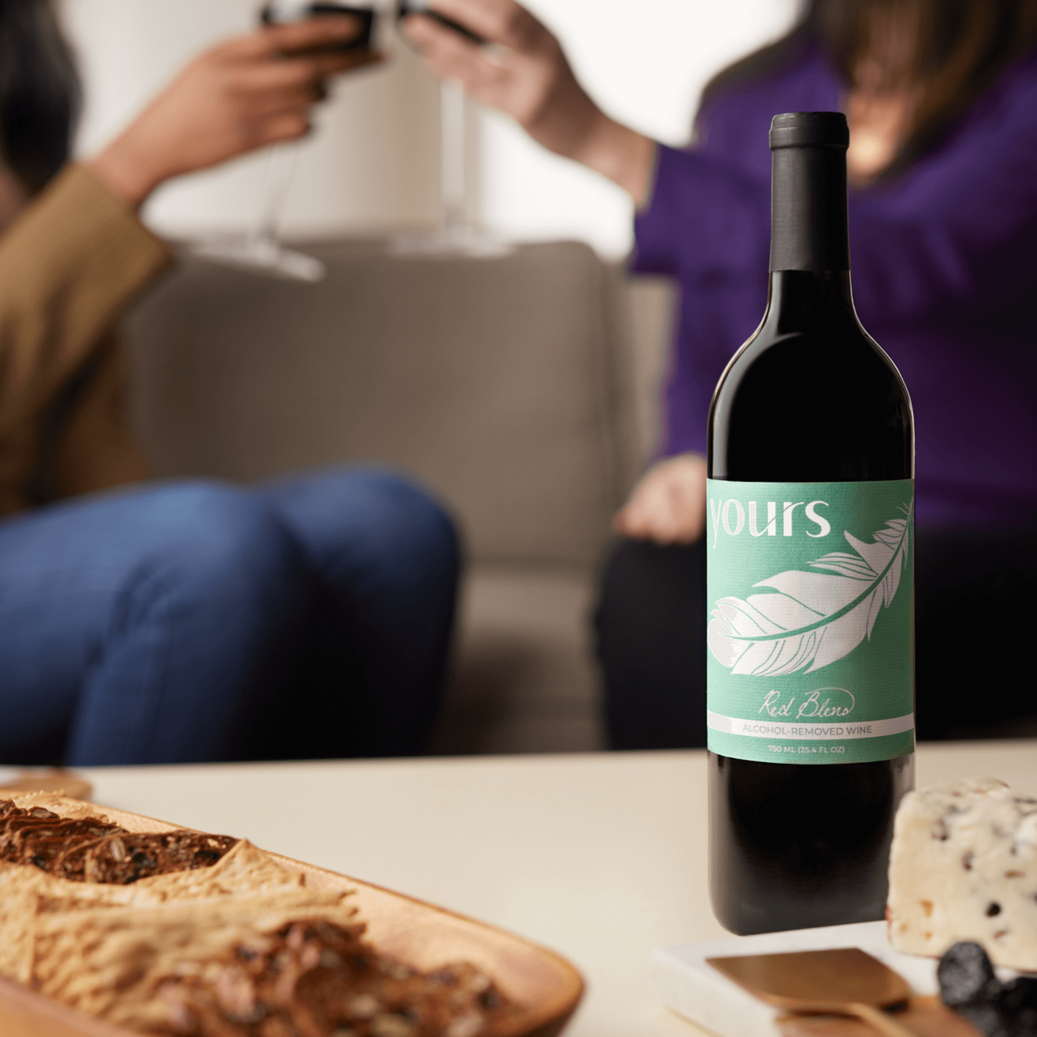 YOURS Non-Alcoholic Award Winning California Red Blend Wine with Cheese